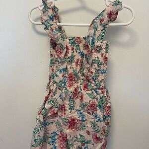 Janie and Jack - Light Pink Floral Smocked Romper -  2T